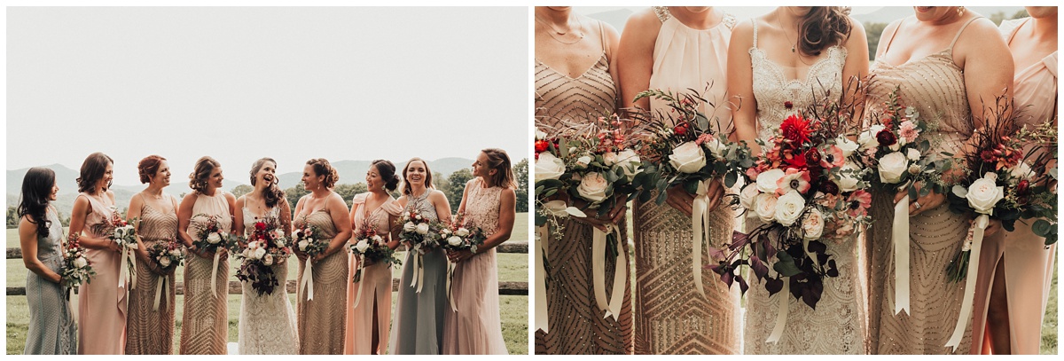 blush and gray bridesmaid dresses