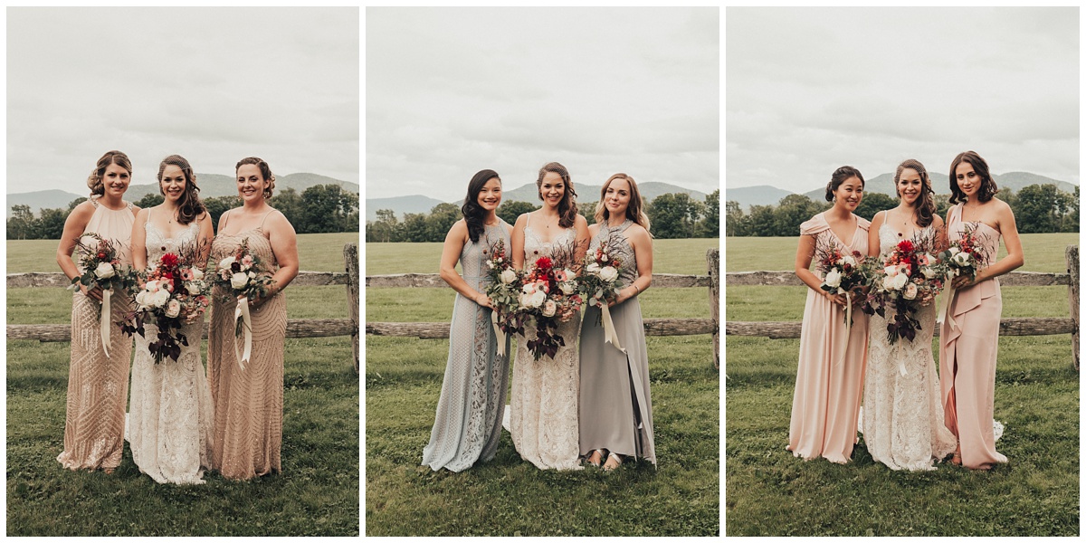 blush and gray bridesmaid dresses