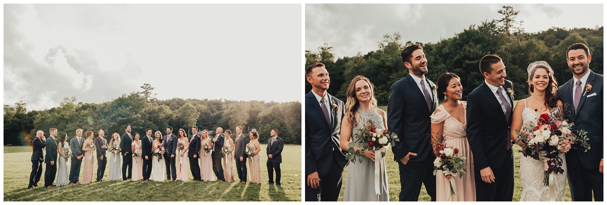 gray and pink blush wedding party 