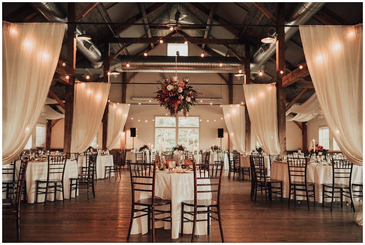 modern barn wedding reception