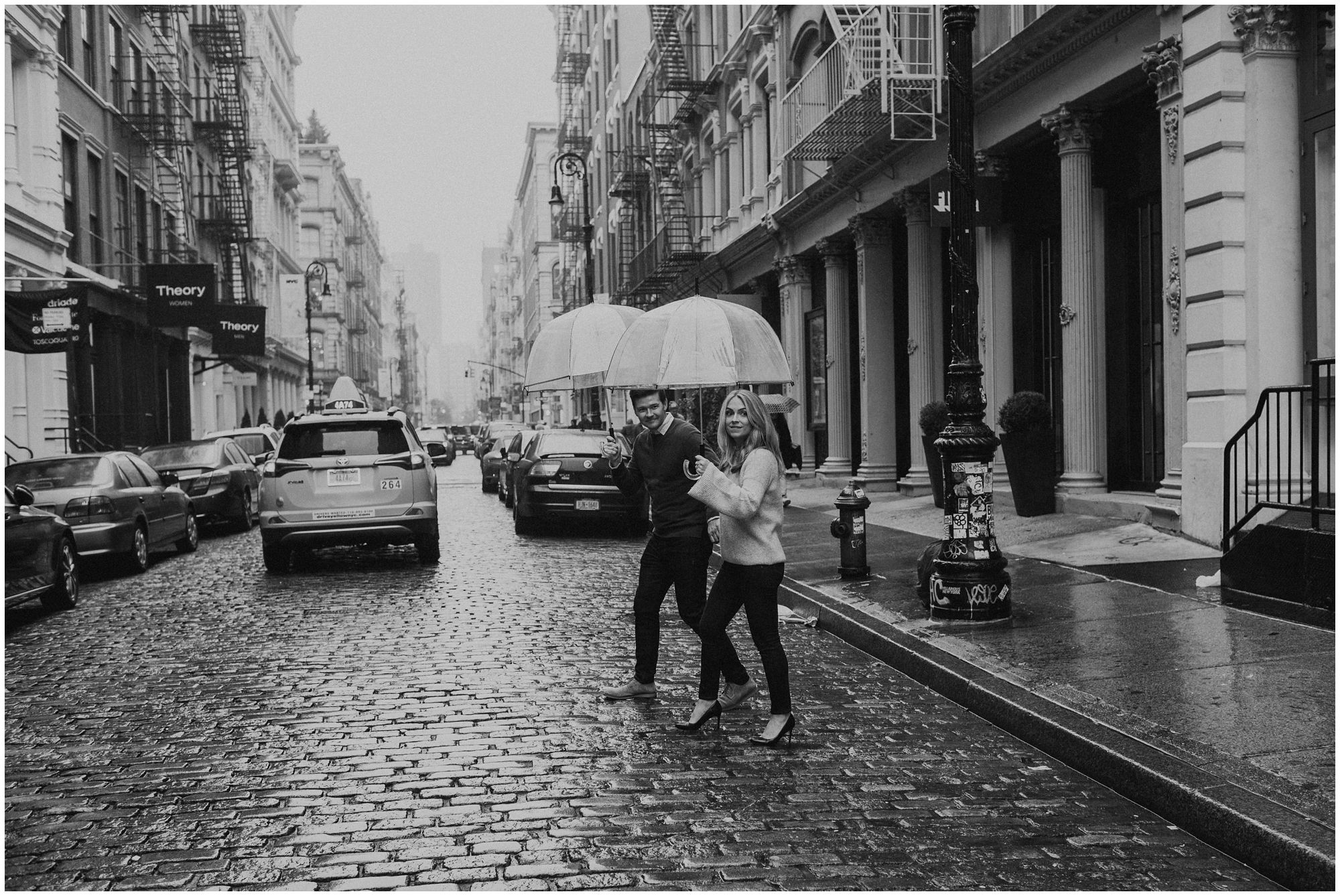 black and white new york city rain shots
