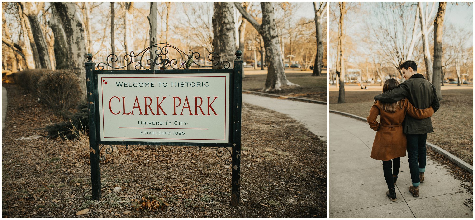 philadelphia winter engagement session clark park