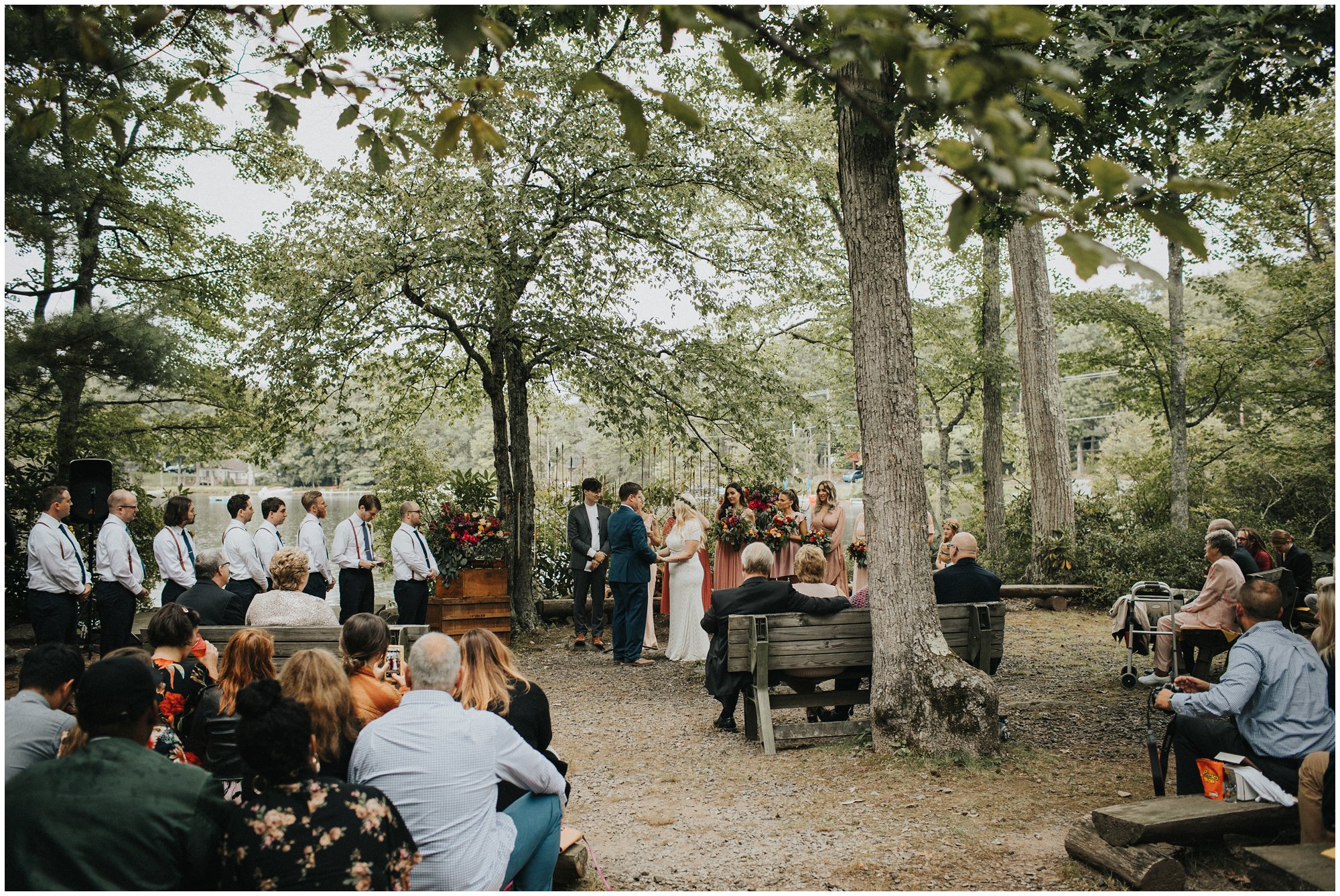 camp oneka wedding, philadelphia photographer, forest wedding ceremony
