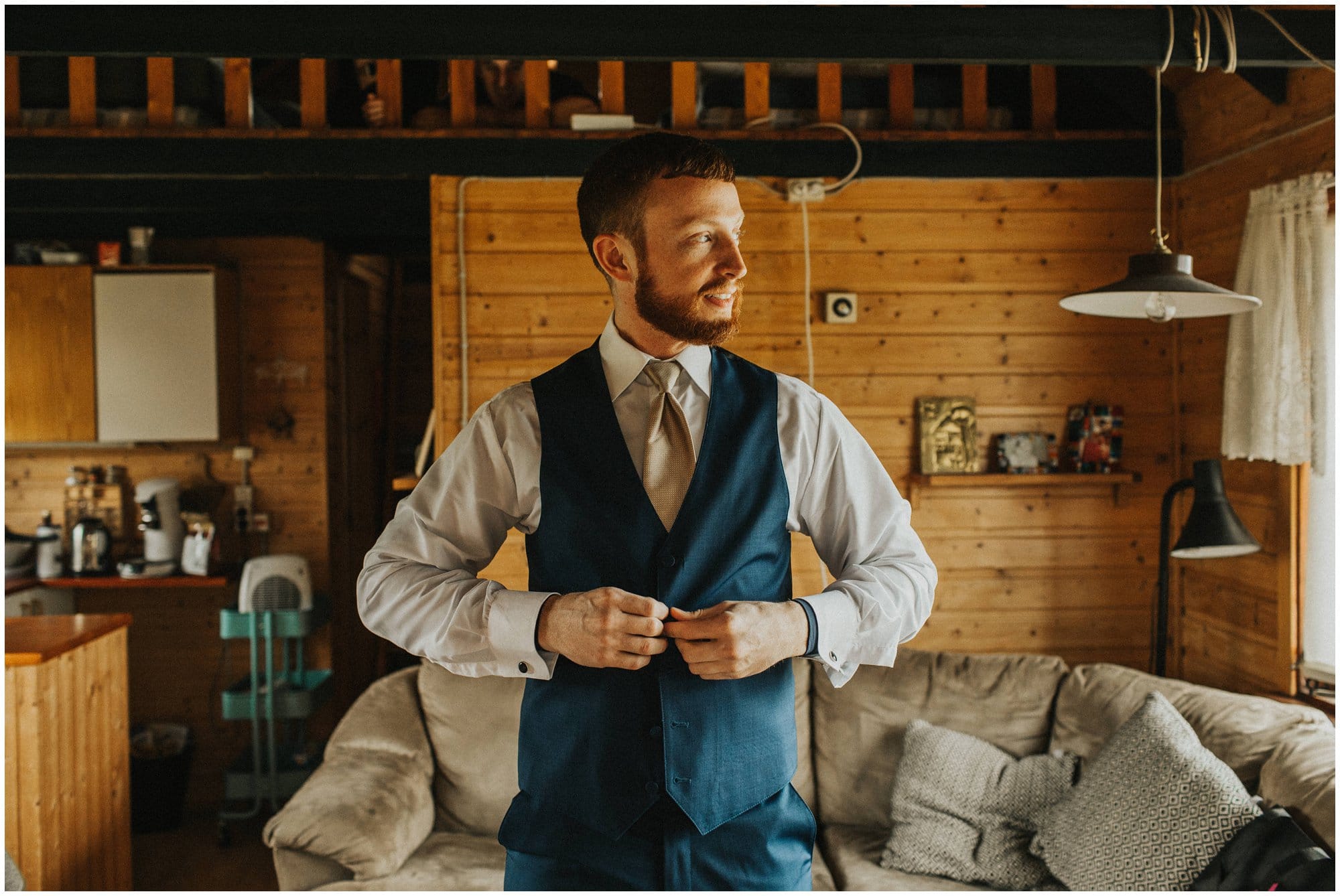groom getting ready elopement