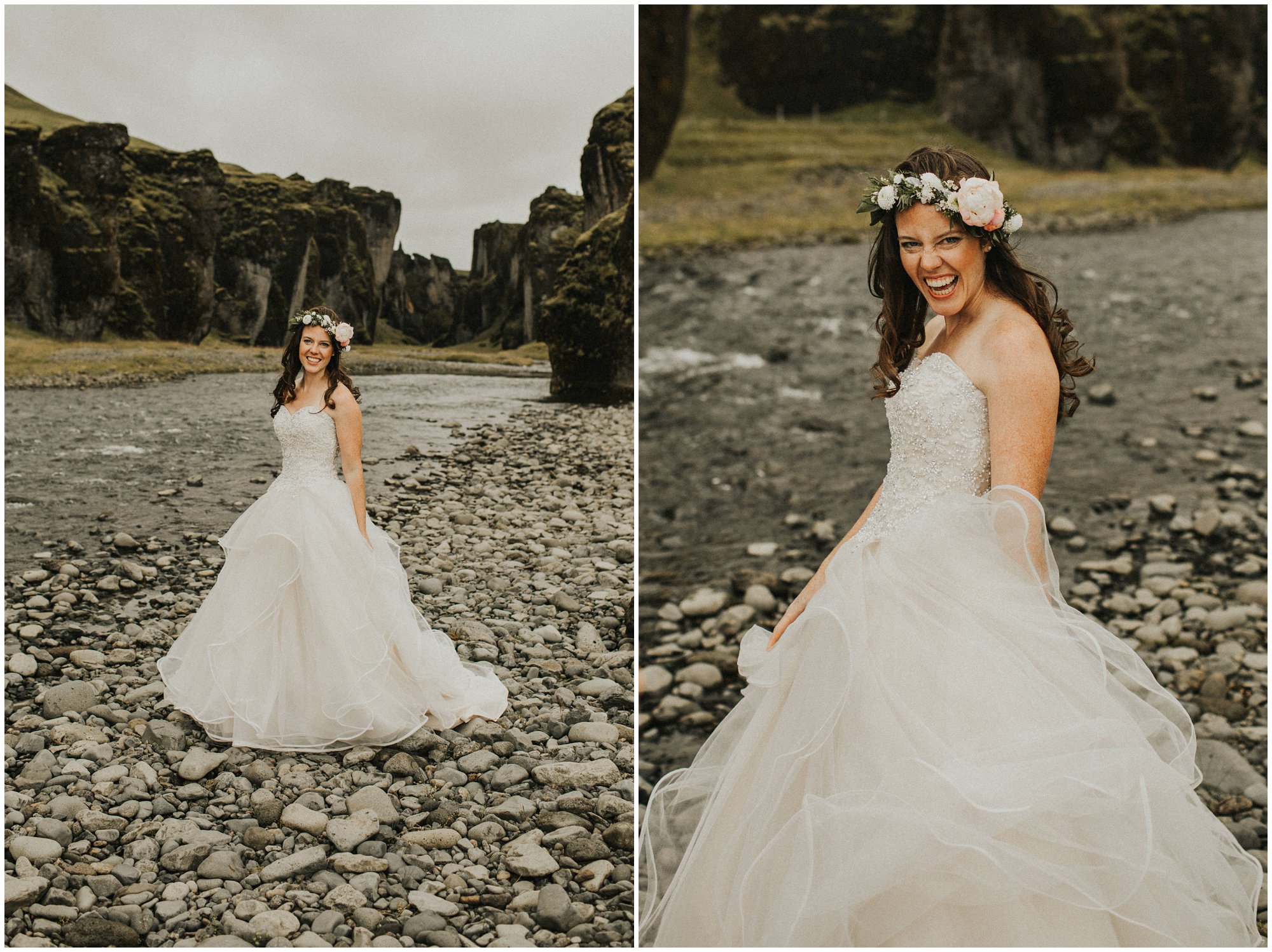 southern iceland elopement Fjaðrárgljúfur canyon wedding photographer boho bride