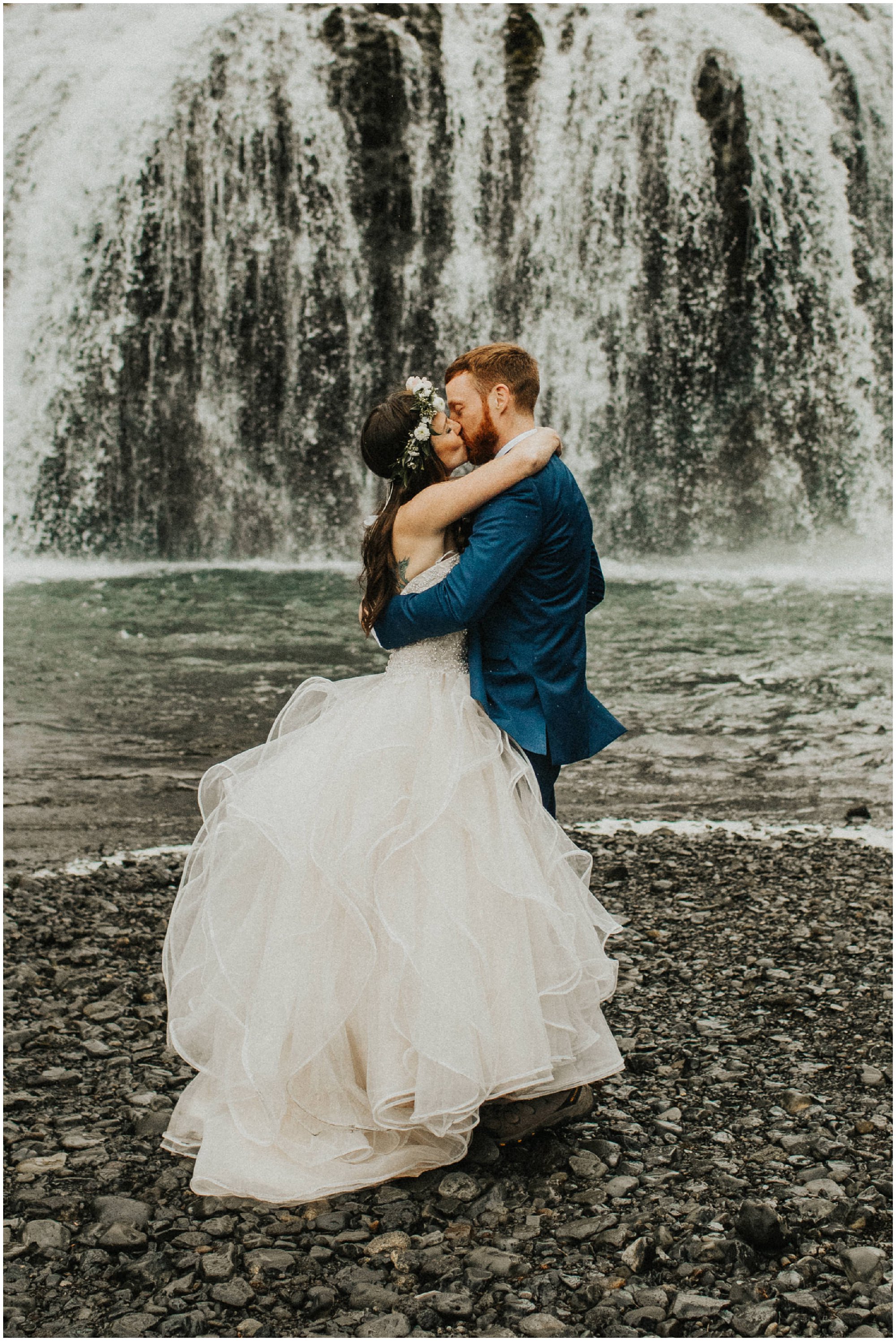 iceland wedding elopement candid artistic photographer waterfall