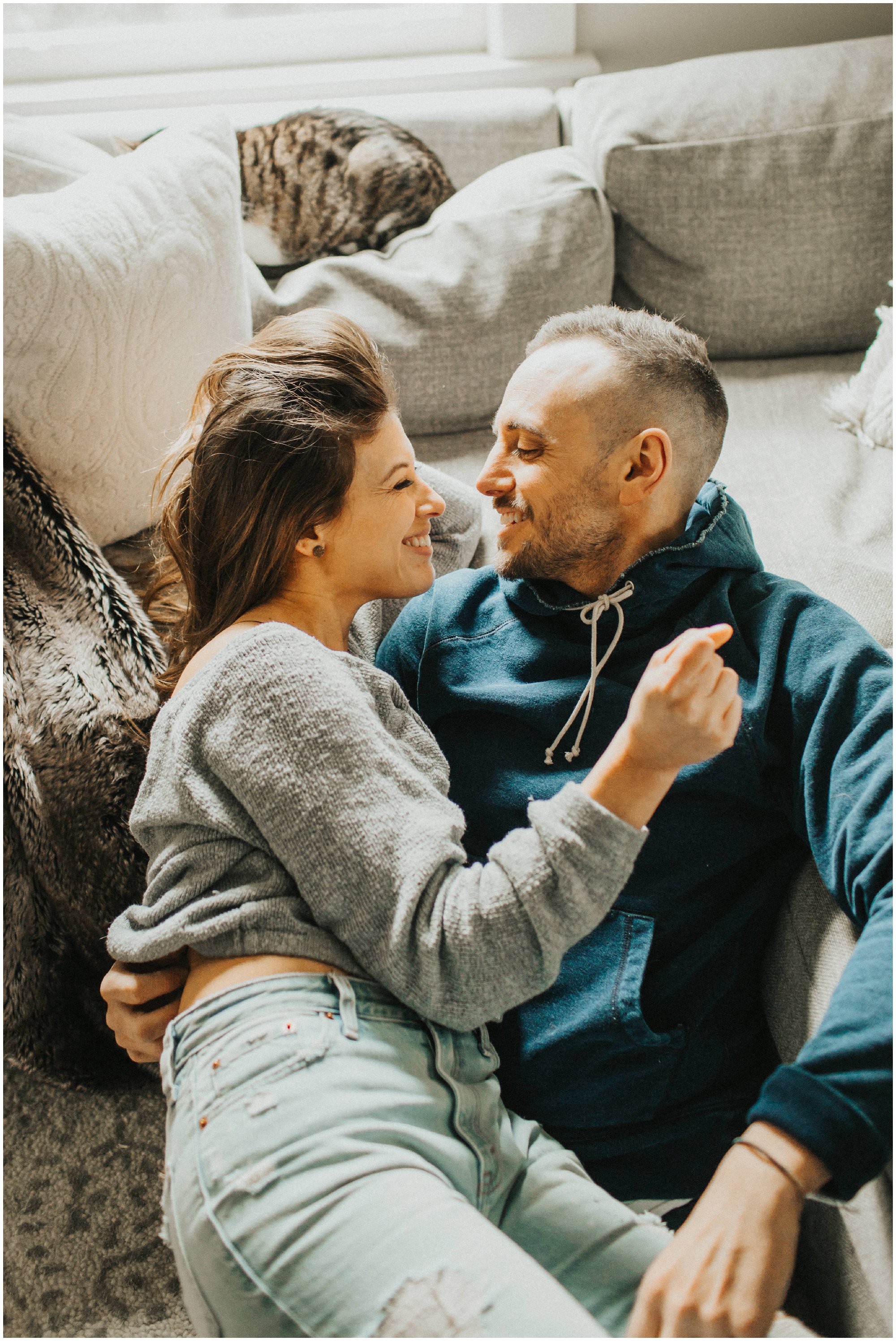 intimate home engagement photography