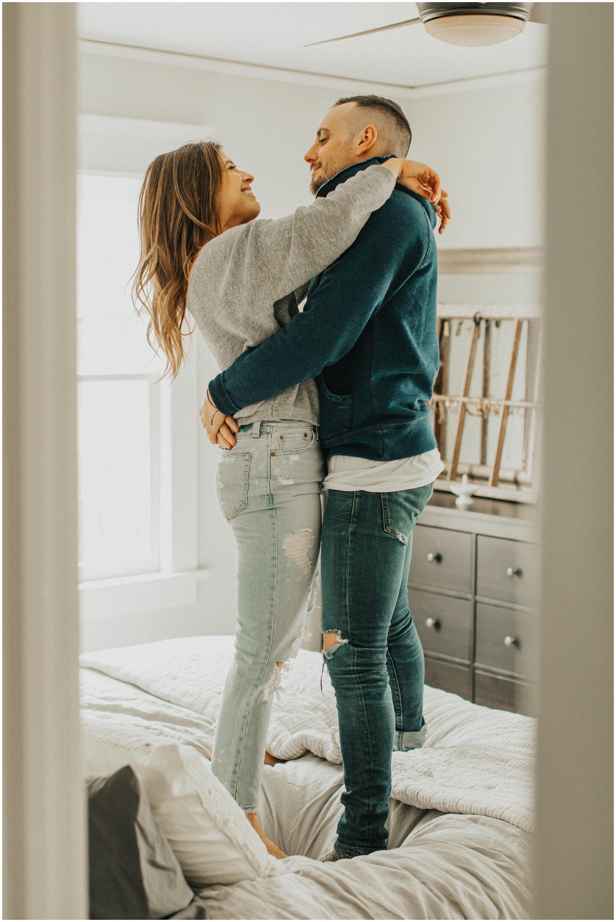 intimate engagement photography at home