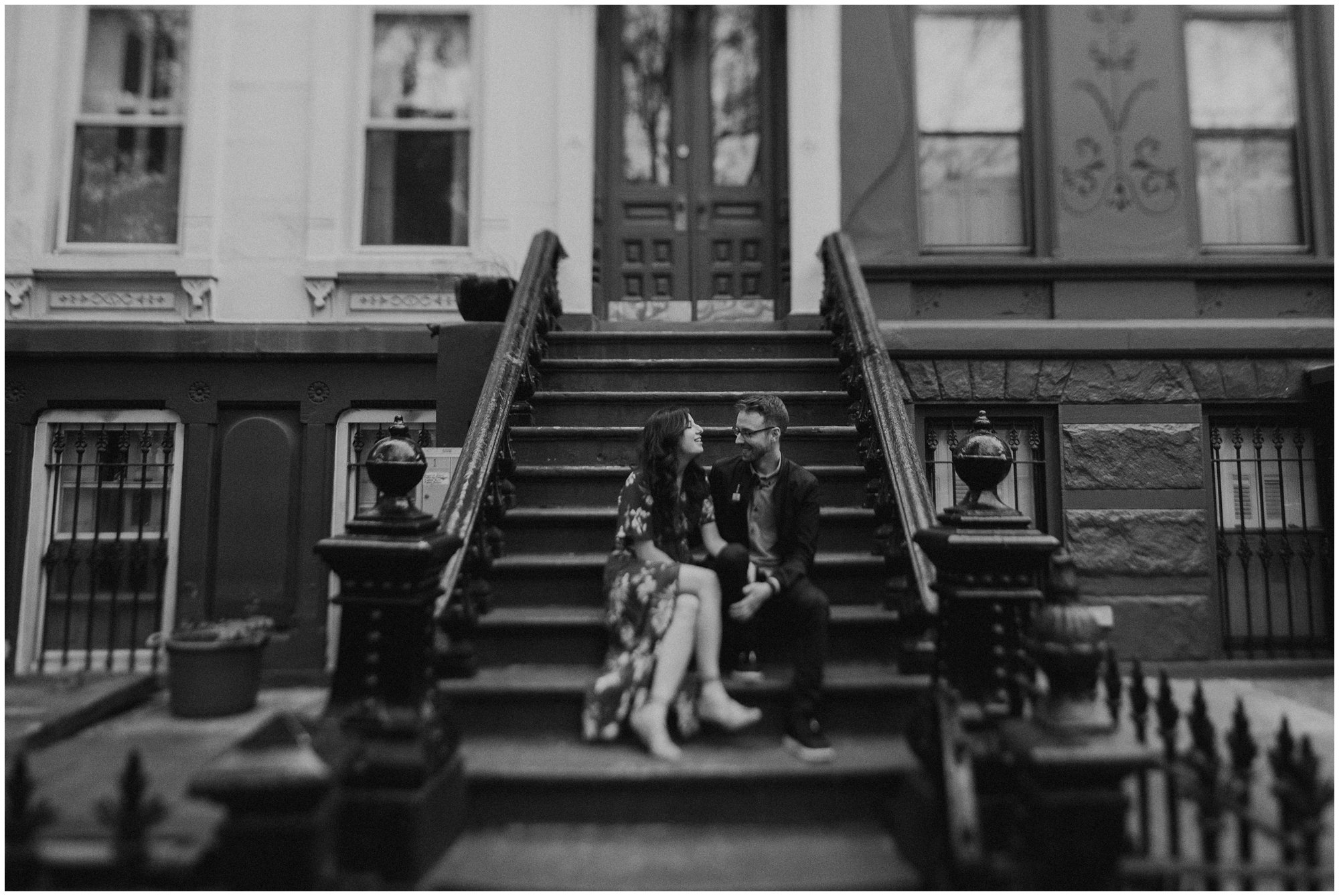 brownstone engagement photo in brooklyn new york