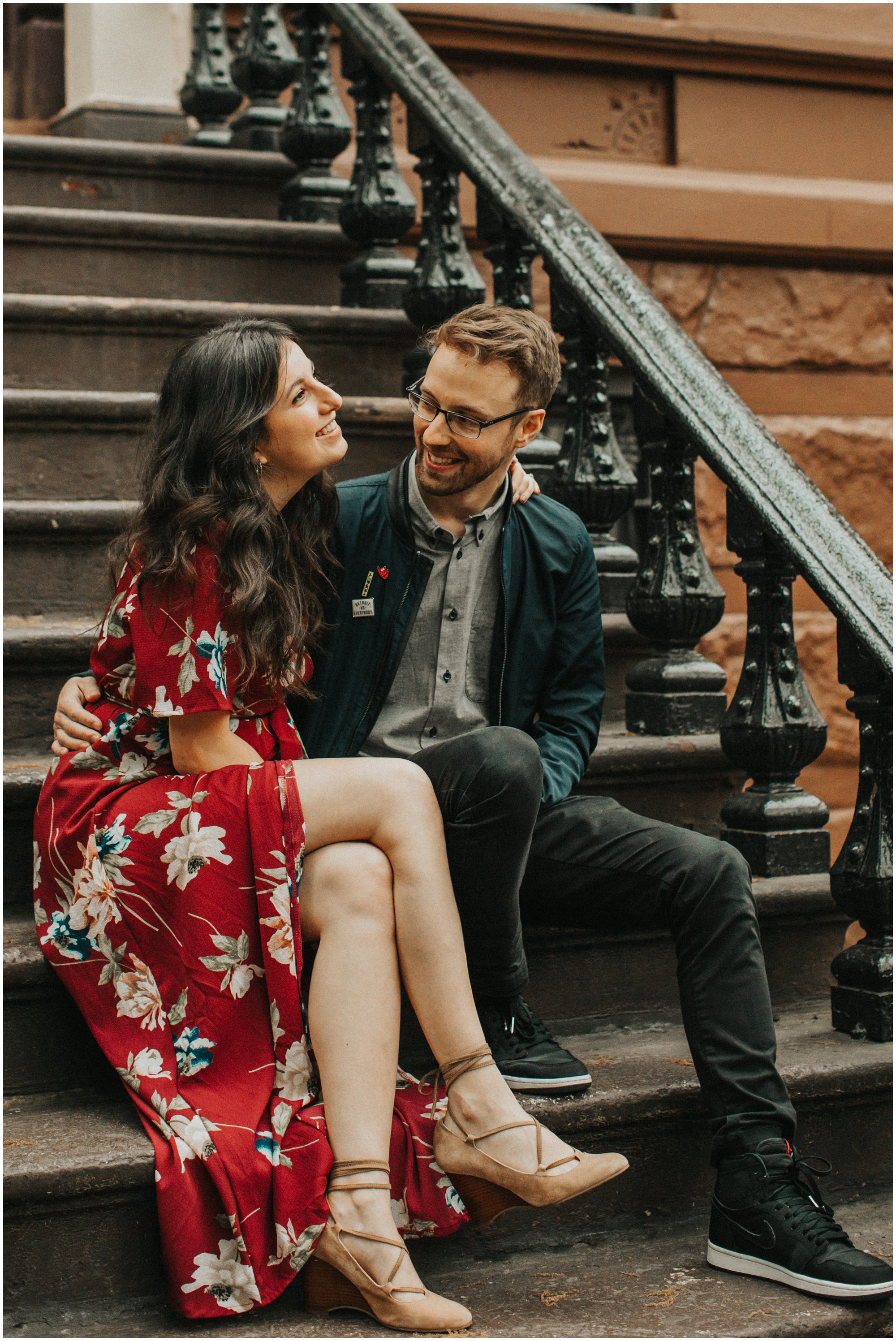 brownstone engagement photo in new york