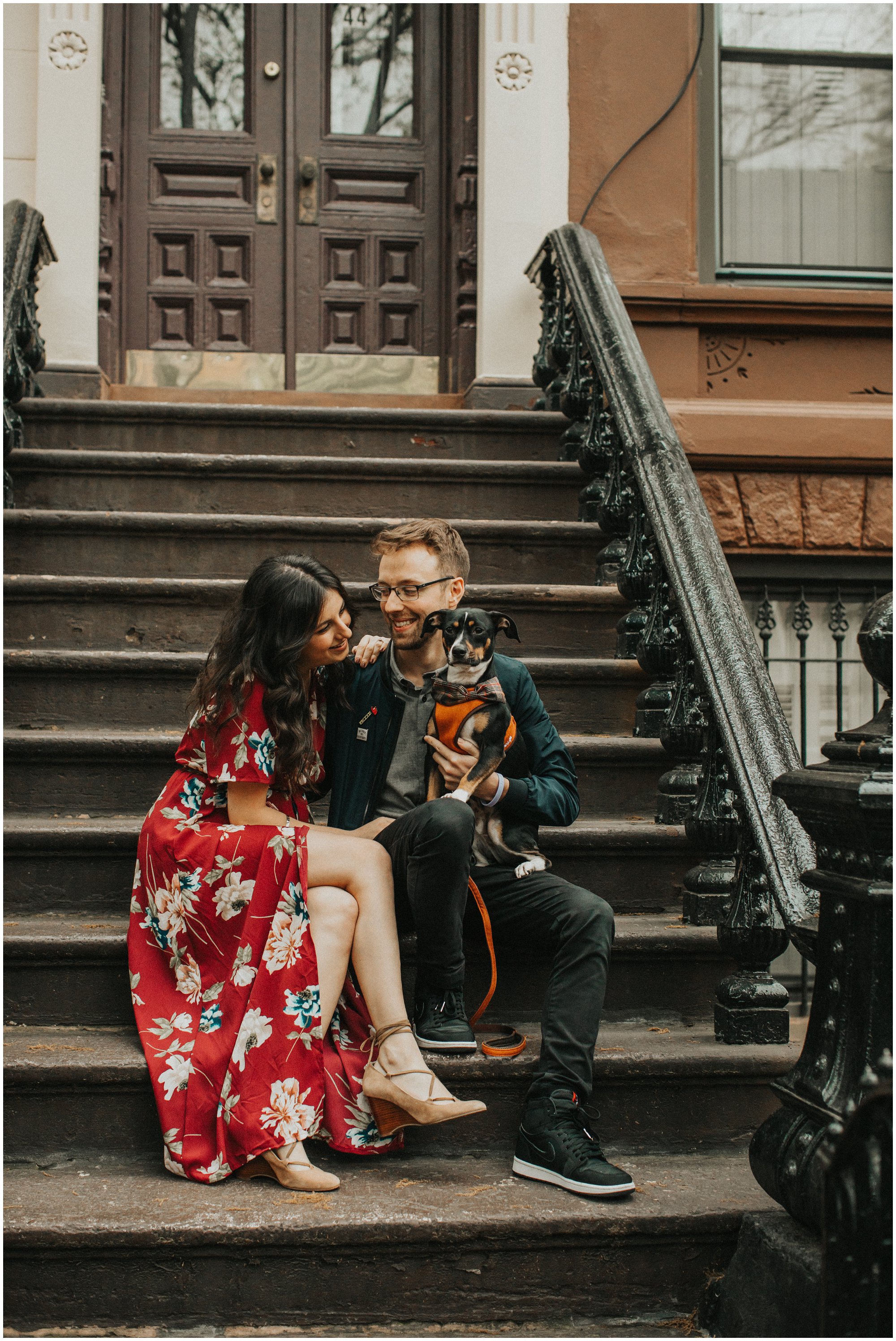candid engagement photos with puppies