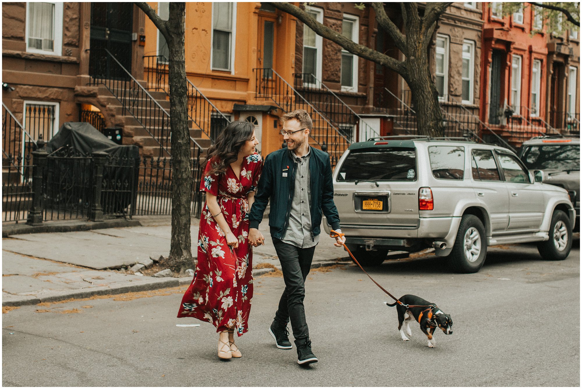 brownstone engagement photo in nyc new york