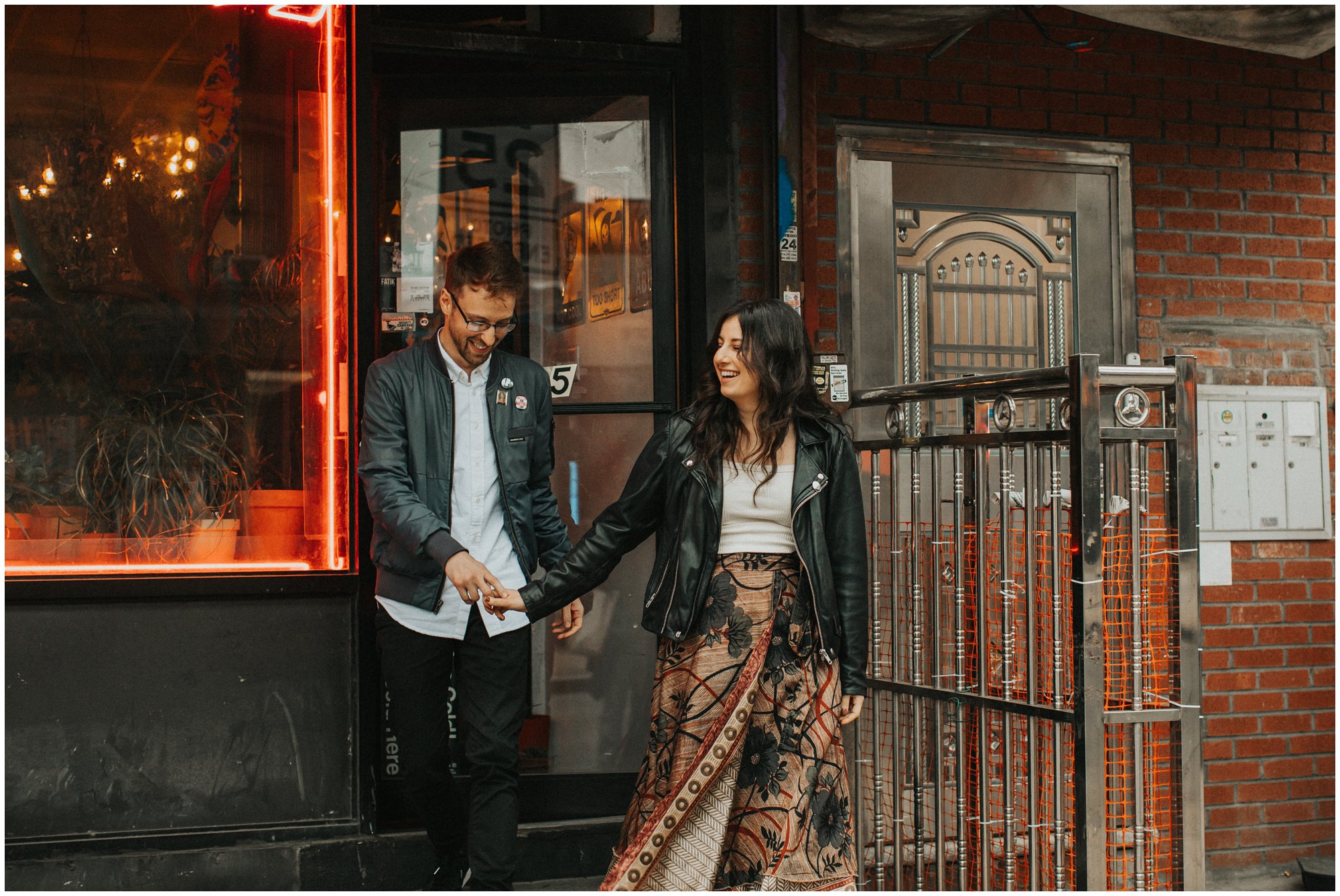 record shop engagement photos in brooklyn new york