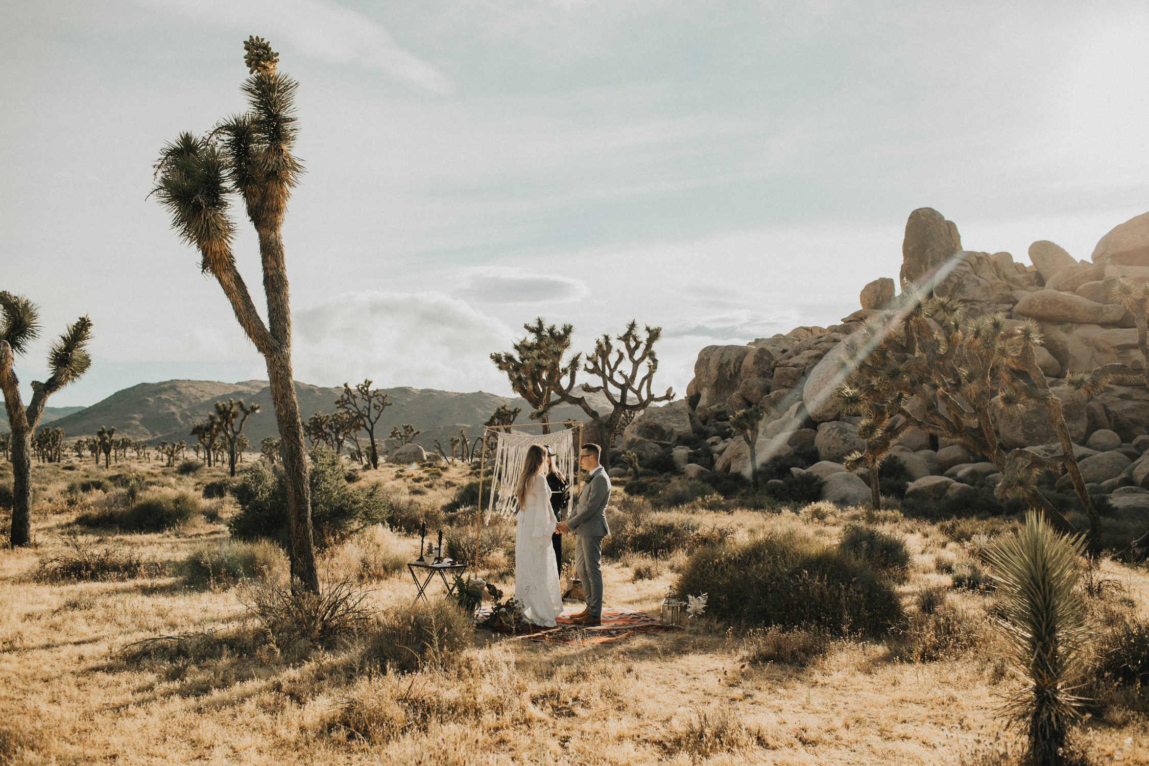 A couple's elopement ceremony in Joshua Tree National Park.